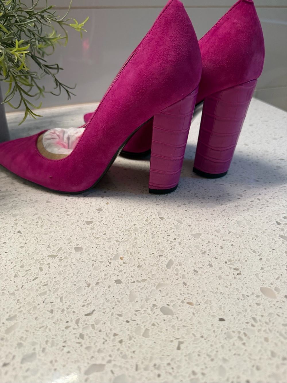 Nine West Fuschia Suede Block Heel Pumps